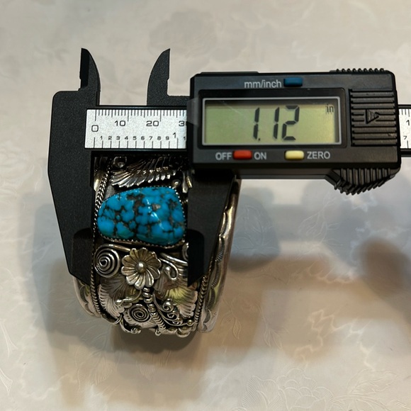 Vintage Navajo G James Signed Kingman Turquoise Silver Cuff Bracelet Heavy🔥🔥🔥 - Picture 14 of 16